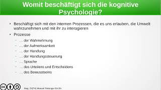 Psychologie  Kognitive Psychologie  Einführung [upl. by Isleana929]