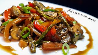 Salteado de VERDURAS y champiñones 🤩 WOK [upl. by Elbag]