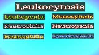 Leukocytosis  Leukopenia Neutrophilia  Neutropenia Eosinophilia  Monocytosis Lymphocytosis [upl. by Haig]