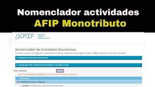 ACTIVIDADES ECONÓMICAS EN AFIP ¿Qué tipos de actividades económicas hay para iniciar el Monotributo [upl. by Arinay71]