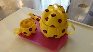 Plastic Soda Bottle Crafts Making a Teapot  DIY Recycled Bottles Crafts [upl. by Einaffets763]