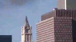 Rooftop view of 2nd plane hitting South Tower loud boom [upl. by Idel]