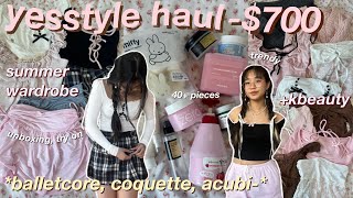 700 HUGE YESSTYLE tryon haul 🩰 40 items trendy aesthetic clothes  kbeauty coquette acubi [upl. by Eneluqcaj200]