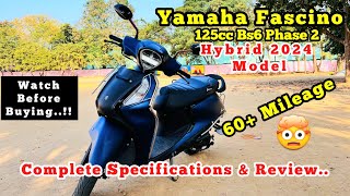 🔥Yamaha Fascino 125cc BS6 Phase 2 Hybrid 2024 Model  Full Specifications amp Review PrabaSpec Tamil [upl. by Ynitsed]