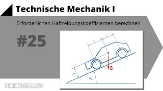 Technische Mechanik 1 Übung 25  erforderlichen Haftreibungskoeffizienten berechnen [upl. by Mcnutt954]