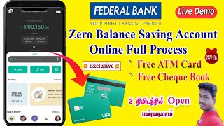 How to Open Federal Bank Zero Balance Saving Account with Online full details in Tamil [upl. by Netloc]