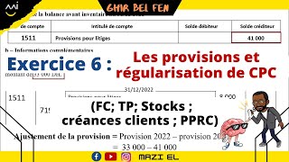 Exercice 6 sur les provisions et régularisation des comptes de produits et charges [upl. by Ahtiekahs]