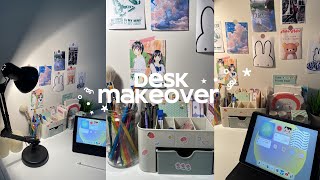 Aesthetic minimalist simple desk makeover 🎀 ˚ ༘♡ ⋆｡˚artist set up vlog ✨ [upl. by Ilecara]