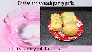 Cheese and spinach pastry puffs Homemade pastry puffs recipe [upl. by Ardisi]