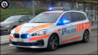 Voiture de la Police Genevoise BMW 220i Geneva Police car responding [upl. by Neladgam]