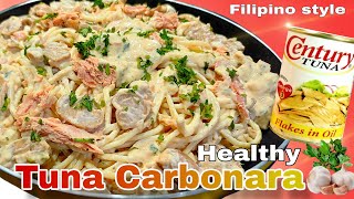 HOW TO COOK TUNA CARBONARA RECIPE WITH MUSHROOM AND CREAM FILIPINO STYLE masarap na handa sa pasko [upl. by Stoecker]