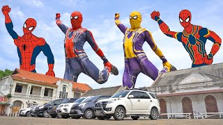 Big Spider Man and Yellow Spiderman Dancing with Big Spiderman Cartoon  Funny Video Music [upl. by Jovitah]