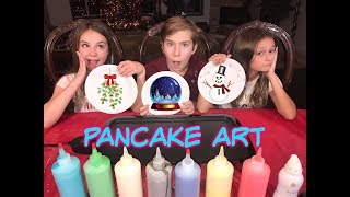 Pancake Art Challenge EXPLOSIVE batter with cast from MANI Piper Rockelle and Sofie Fergi [upl. by Yregerg]