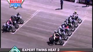 Virginia Mega Mile Expert Twins Heat Races  2013  AMA Pro Flat Track [upl. by Enyrhtac974]