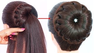 new bun hairstyle for wedding and party  trending hairstyle  party hairstyle  updo hairstyle [upl. by Pinzler29]