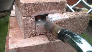 Homemade Vermiculite fire brick  test furnace melting aluminium with blowtorch [upl. by Nirrat]