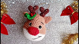 Enfeite de Natal em Crochê 🦌 Uma linda Rena para enfeitar sua árvore 😍 amigurumi [upl. by Redman]