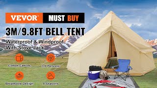 VEVOR Large Waterproof Cotton Canvas Bell Tent With Stove for Camping Parties 35 People [upl. by Anowahs]