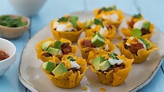 Cheesy Shell Taco Bites  Genius Kitchen [upl. by Yenal]