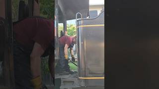 shoveling coal for the New Hope steam engine train [upl. by Aicirt]