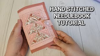 Hand Sewn Needle Case Book Tutorial  Needlework case [upl. by Isbella]