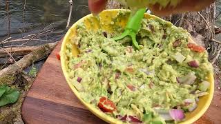 Fresh Guacamole Made In the Wilderness by a Beautiful Mountain Stream Forage and Cook [upl. by Alvera969]