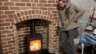 How to lime point brickwork fireplace Part 3 Multifuel stove installation [upl. by Wilhelmine]