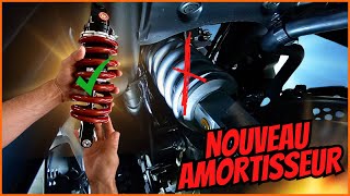 INSTALLER UN NOUVEAU AMORTISSEUR SUR SA MOTO 🤔 EFFICACE OU NON  ⚖️ [upl. by Gabrila547]