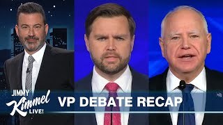 Jimmy Kimmel Breaks Down the Vice Presidential Debate Between JD Vance amp Tim Walz [upl. by Ellenwad]