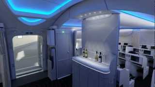 Boeing 787 Dreamliner interior  fly through [upl. by Aisek]