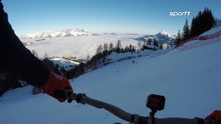 Lebensmüde Verrückter fährt legendäre Streif mit dem Fahrrad  SPORT1 [upl. by Gredel920]