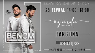 Afisha Fargona shahri  25Fevral 2024  Benom Guruhi  Konsert  JONLI IJRO [upl. by Latvina]