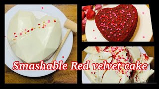 SMASHABLE HEART CAKE Red Velvet Cake How to make a chocolate Heart Valentines day cake PINATA [upl. by Mia]