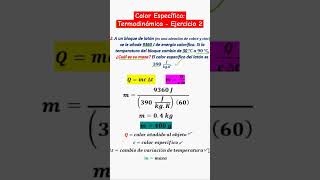 Calor Específico Termodinámica  Ejercicio 2 shortvideos shortsyoutube [upl. by Inajna580]