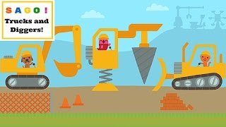 Sago Mini Trucks And Diggers Six MIGHTY Construction MACHINES l For Kids [upl. by Enieledam]