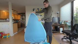 How to Fold Up a Beach Tent  Popup Sun tent easy instructions [upl. by Patrizio]