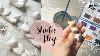 Sculpt amp Underglaze Ceramic Clay Animals With Me  Small Business Ceramics Studio Vlog 1 [upl. by Troy]