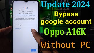 FRP Bypass Oppo A16K  Oppo A16k google account bypass  oppofrplockbypass [upl. by Acinor]