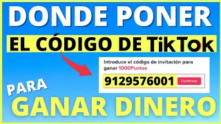 ▷ Donde Poner el 𝗖𝗢𝗗𝗜𝗚𝗢 de TikTok PARA GANAR DINERO  𝗚𝗔𝗡𝗔 𝟭𝟱𝟬𝟬𝟬 𝗗𝗶𝗮𝗿𝗶𝗼𝘀 💰💸 [upl. by Bywaters]