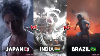 Monkey D Luffy Live Action  Japan 🇯🇵 Vs India 🇮🇳 Vs Brazil 🇧🇷  One Piece  Anime Live Action [upl. by Atterrol]