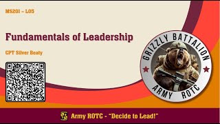 Fundamentals of Leadership  MSL201 Lesson 05  ROTC [upl. by Tomasine]