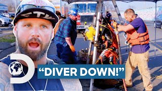 Diver Gets Pushed Back By Sewage When He Removes Blockage  Sewer Divers [upl. by Anoli]