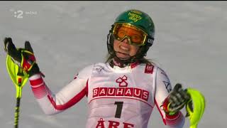 Mikaela Shiffrin world champion Slalom ARE 2019 Vlhova 3 2 round slalom ARE 2019 woman [upl. by Gorden]