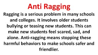 essay on anti ragging [upl. by Ardyce]