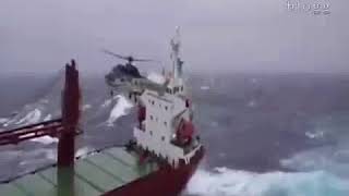 Rescue a sailor by helicopter during heavy storm [upl. by Acimak]