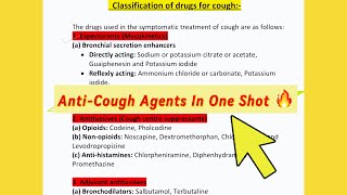 Expectorants and Antitussive Agents In One Shot  Drugs For Cough  Final Hour Revision [upl. by Yenaled672]