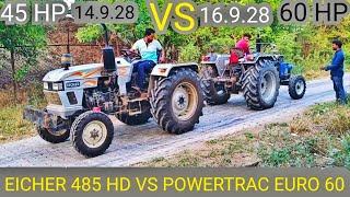 45 HP का ट्रेक्टर पड़ा 60 HP पर भारी  Eicher 485 hd Vs Powertrac Euro 60 Tochan Video  tochan [upl. by Mireielle]