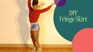 DIY Denim Fringe Skirt EASY [upl. by Rigby99]