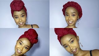 1 Scarf 4 Ways  4 Easy Head wrap Styles  Wabosha Maxine [upl. by Ilahtan]