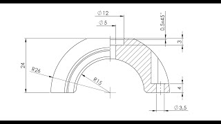 130 Korpus obejmy  podstawy rysunku technicznego Wymiarowanie Kurs w SolidWorks 2D [upl. by Jerome]